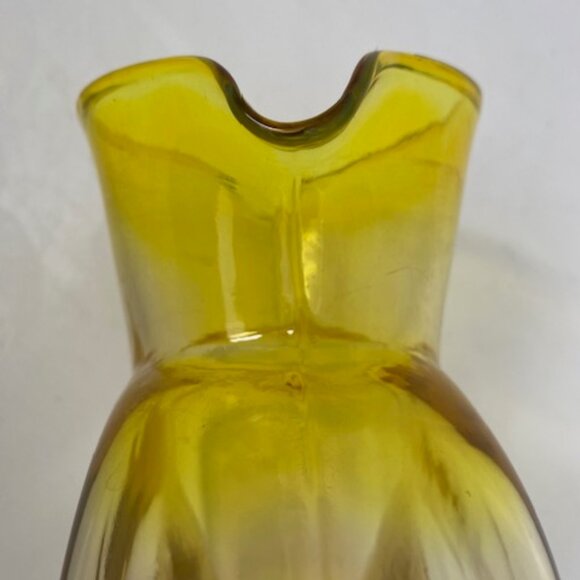 RARE! VINTAGE Blenko Handblown Glass 384 Lemon Yellow Water Bottle Pitcher - Picture 11 of 11